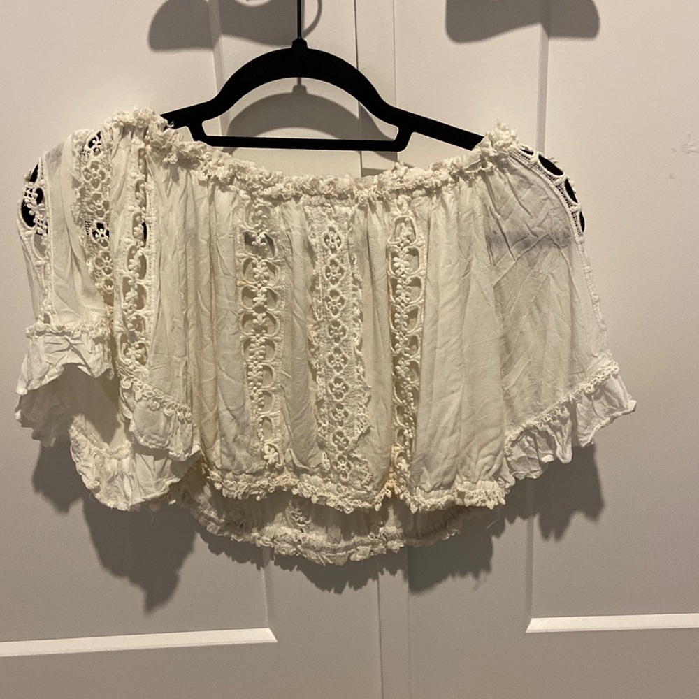 Off the shoulder white lacey top